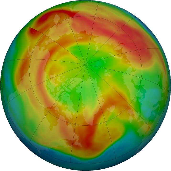 Arctic ozone map for 22 February 2021
